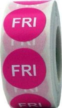 Hot Pink Friday Circle Dot Stickers, 3/4 Inch Round, 500 Adhesive Labels on a Roll for Scheduling, Organization, Task Management, and Inventory - Made in The USA