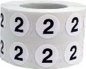1/2" Inch Number 2 Stickers, Semi-Gloss White Round Labels with Black Text, 1000 Labels on a Roll, Perfect for Home Organization and Office Management, Permanent Adhesive # 2