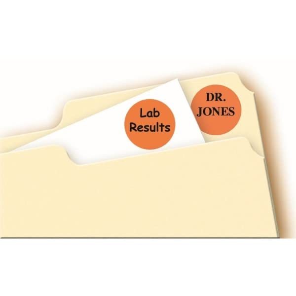 Avery Printable Color Coding Round Labels, 3/4 Inch Diameter, Orange, 1,008 Customizable Labels (05465)