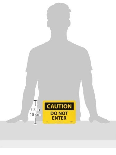 NMC C135R OSHA Sign, Legend "CAUTION - DO NOT ENTER", 10" Length x 7" Height, Rigid Plastic, Black on Yellow