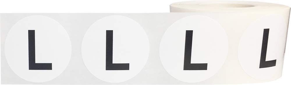 Letter L Inventory Labels 1.5 inch Round Circle Dots 500 Adhesive Stickers