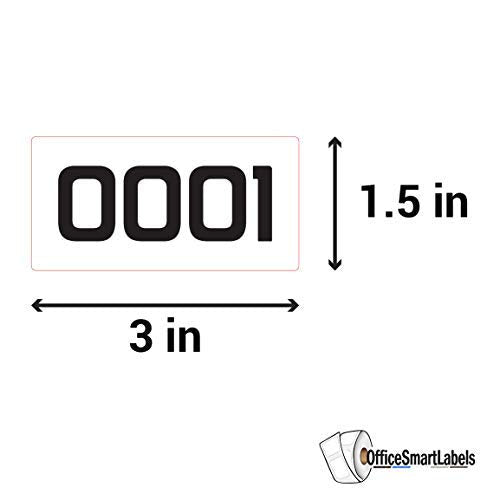 2000 Labels - 0001 to 2000 Consecutive Number Sticker Bundle for Inventory Counting Warehouse Quality Control (3 x 1.5 inch - 2 Rolls) 0001 - 2000