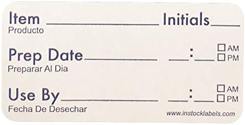 Writable Food Rotation Labels Prep Date Use by Permanment Adhesive 1 x 2 Inch 500 Total Stickers