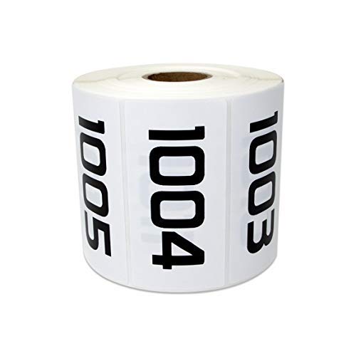 2000 Labels - 0001 to 2000 Consecutive Number Sticker Bundle for Inventory Counting Warehouse Quality Control (3 x 1.5 inch - 2 Rolls) 0001 - 2000