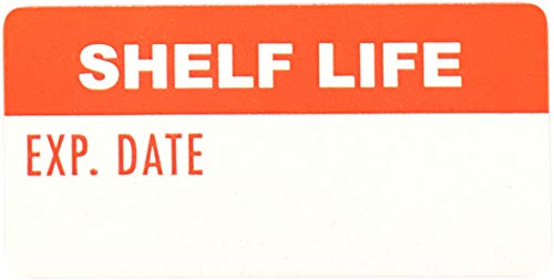 White and Red Shelf Life Labels, 3/4 x 1 1/2 Inch in Size, 500 Adhesive Stickers on a Roll