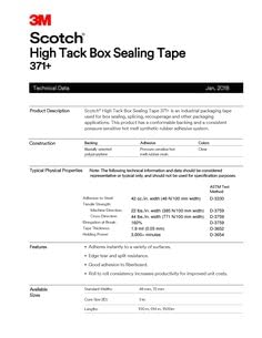 3M Scotch 371+ High Tack Box Sealing Tape: 2 in x 110 yds. (Clear)