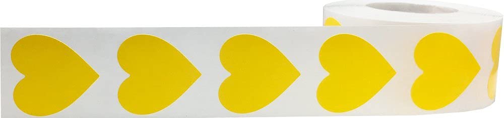 Yellow Heart Stickers Valentine's Day Crafting Scrapbooking 1 Inch 500 Adhesive Stickers Yellow