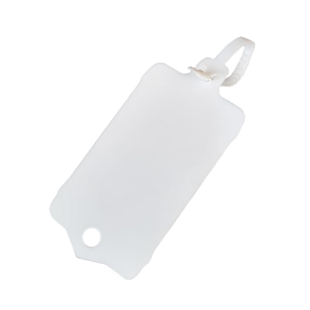 100pcs Reusable Blank Plastic Tags Ties Key Tags 1.45"*2.48" Serrated Tension Sealing Strap with Large Label Plastic Tie Mark Label Waterproof Hang Sign Write on Tag (White, 100pcs) White