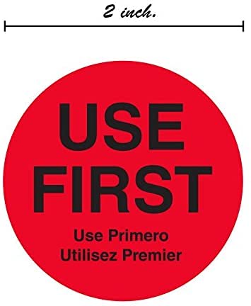 2" Round Use First Stickers / 500 Red Removable Circle Labels/Trilingual Small Business Sticker / 2 Inch Use 1st Label/Made in The USA 2”