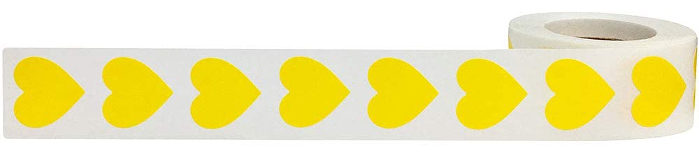 Yellow Heart Stickers Valentine's Day Crafting Scrapbooking 0.75 Inch 500 Adhesive Stickers Yellow