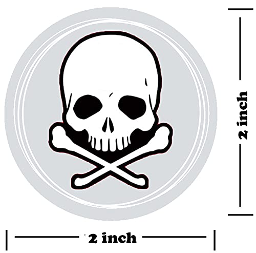 Remarkable 2 Inch White Skull and Crossbones Circle Dot Stickers,Skull Stickers Used for Party Favors, Birthdays, Halloween and Crafts (500 Labels on a Roll)