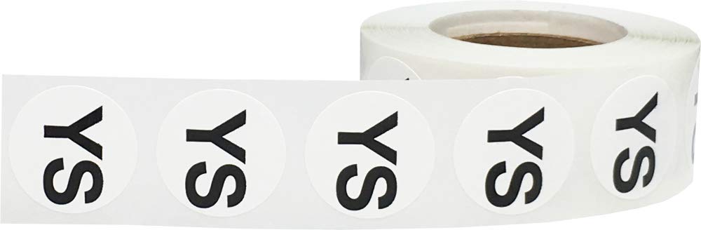 White Circle Youth Small YS Clothing Size Stickers - 3/4 Inch Round, 500 Adhesive Labels Per Roll for Retail Apparel, Clothing Organization, and Inventory - Made in The USA