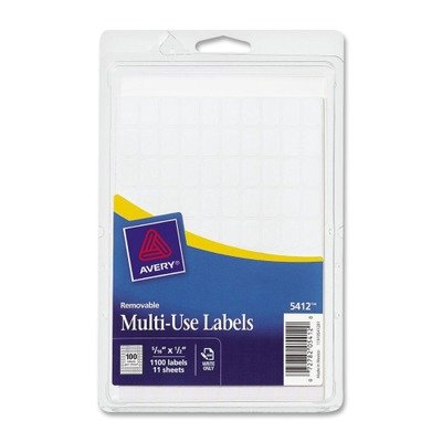 Avery 05412 Removable Multi-Use Labels, 5/16-Inch x 1/2-Inch, White, 1000 Labels/Pack