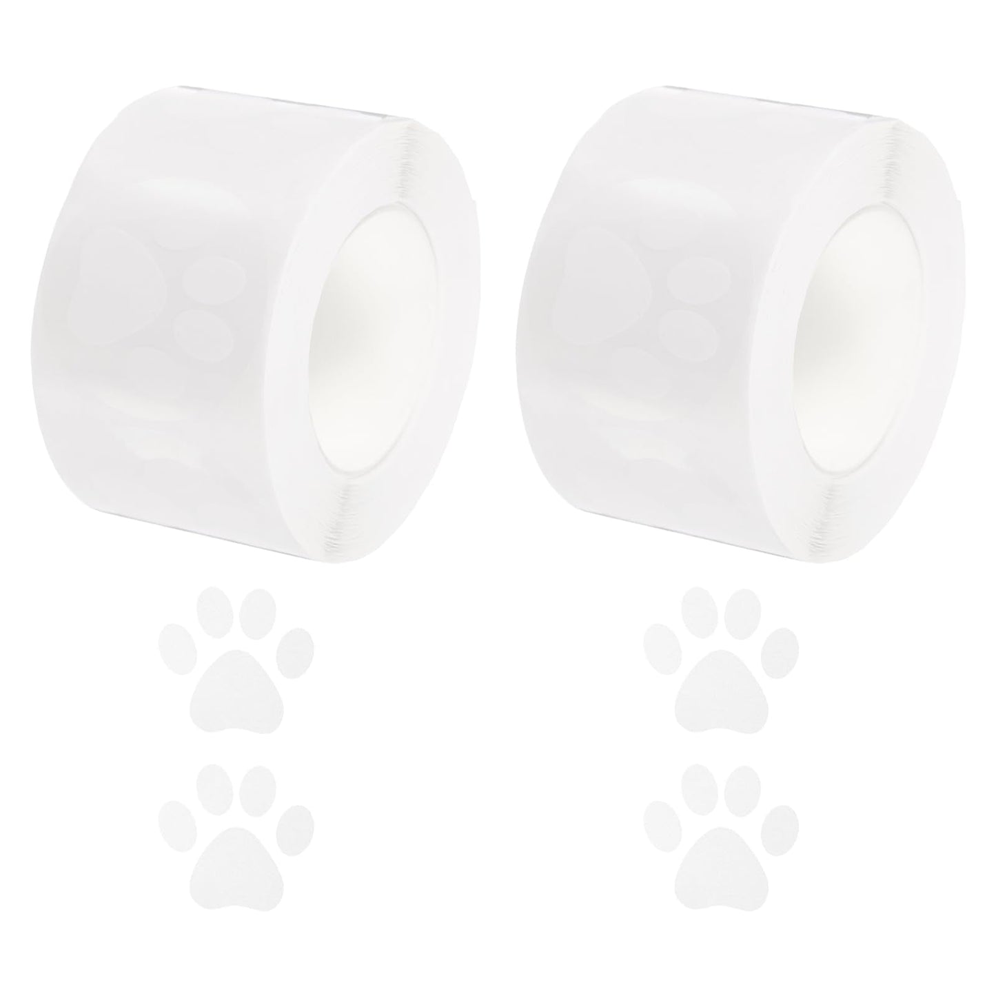 MECCANIXITY Adhesive Label Stickers Transparent White 1000Pcs Paw Prints Stickers 1.5inch Dog Paw Bear Paw Stickers for Children Teacher Fit Crafts Party