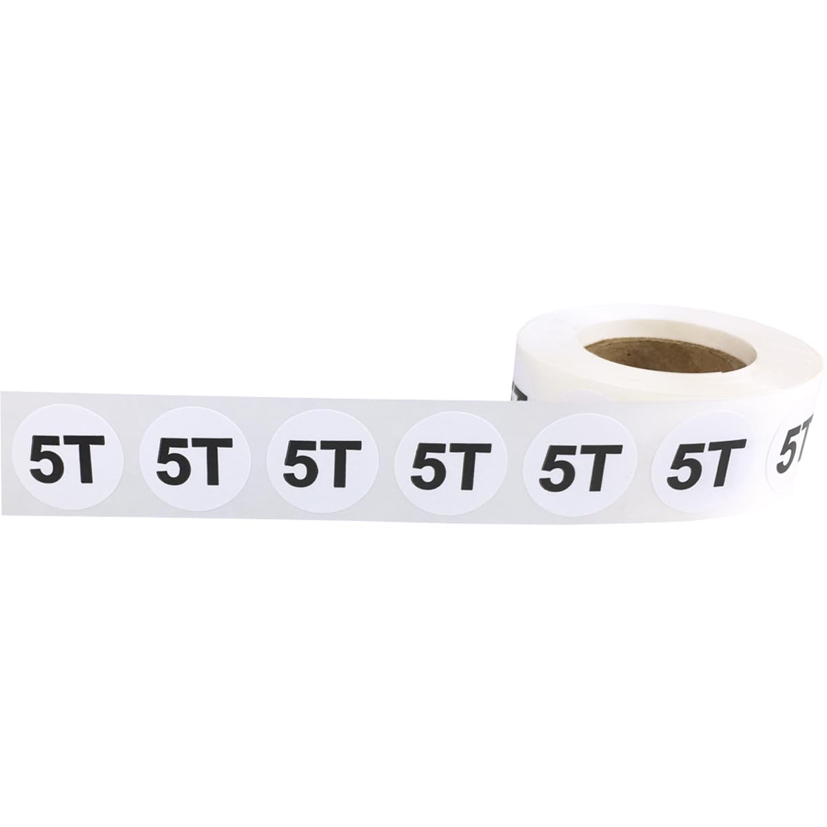 White Circle 5T Clothing Size Stickers for Retail Apparel 0.75 Inch 500 Total Adhesive Labels