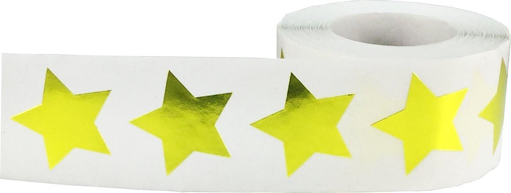 Metallic Gold Star Shape Stickers 1 Inch 500 Adhesive Labels