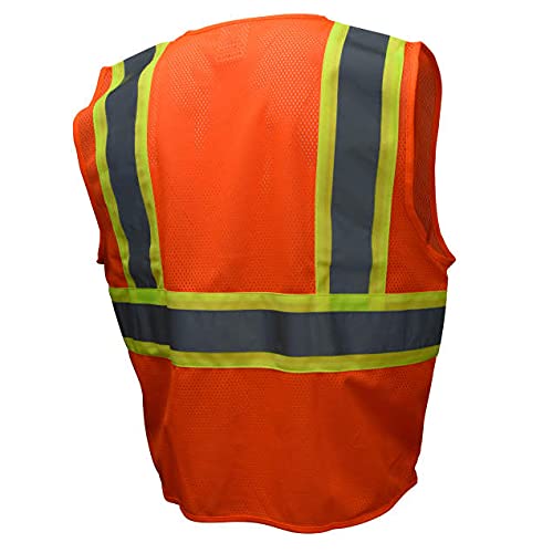 Radians SV22-2ZOM-3X Polyester Mesh Economy Class 2 High Visibility Zipper Closure Vest with Two-Tone Trim, 3X-Large, Orange