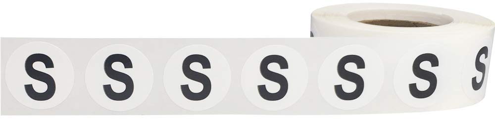 Letter S Inventory Labels .75 Inch Round Circle Dots 500 Adhesive Stickers