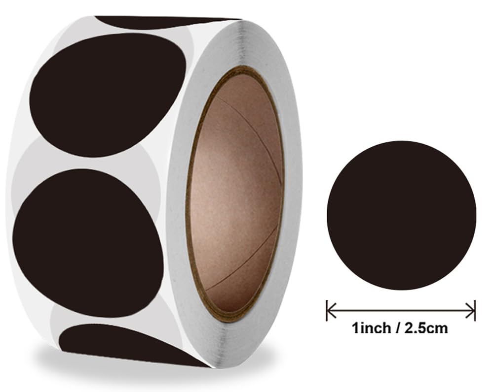 1000PCS Kraft Circle Stickers Dot Stickers, 1 Inch Round Blank Garage Sale Price Stickers Kraft Coding Tag Labels Brown Natural Envelope Seals for Home Classroom Jam Canning Jar Labels (Black)