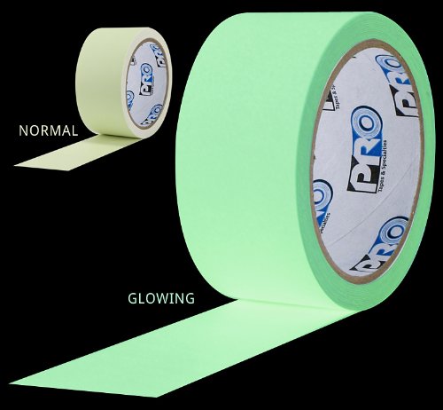 ProTapes Pro Glow Phosphorescent Vinyl Glow in the Dark Tape, 18 mils Thick, 5 yds Length x 1" Width (Pack of 1) 1" x 180" Tape (Pack of 1) 1 Roll