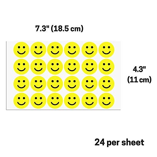600 Pack, 1" Smiling Happy Smile Face Stickers, Yellow 600 Pieces