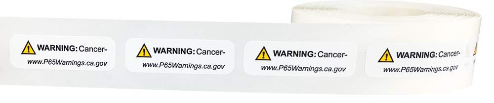 California Proposition 65 Cancer Warning Labels Short Form .5 x 1.5 Inch 500 Adhesive Stickers