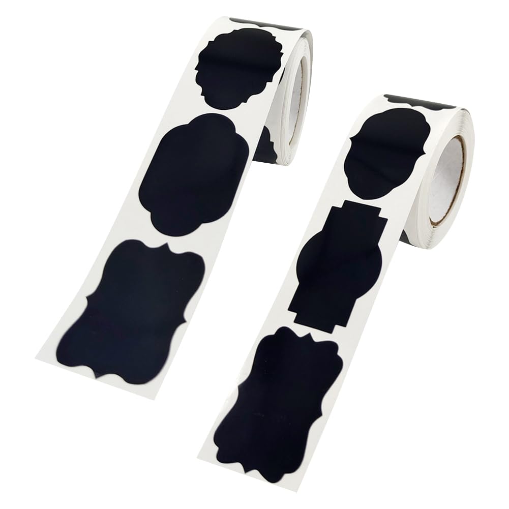 2 Rolls Kraft Paper Label Stickers Self Adhesive Gift Labels Gift Tag Stickers Canning Sticker Labels Holiday Present Stickers Glass Bottle Labels Stickers Black