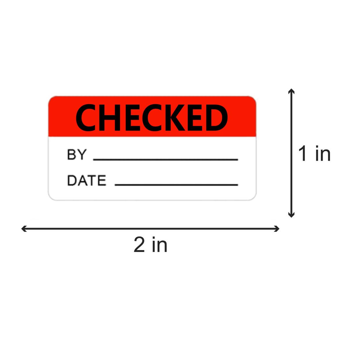 1×2 Inch Checked by Rectangle Labels Quality Control Inventory Labels 500 Pcs Per Roll Red Adhesive Stickers for Handling Shipping Warehouse Inventory Control