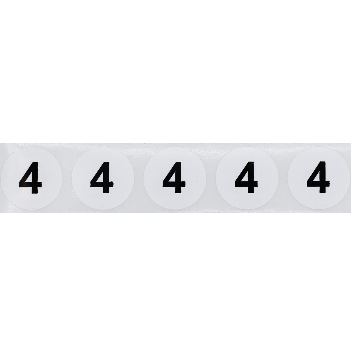 White with Black Number 4 Circle Dot Stickers, 3/4 Inch Round, 500 Labels on a Roll for Organization and Inventory - Semi-Gloss Finish - Made in The USA #4