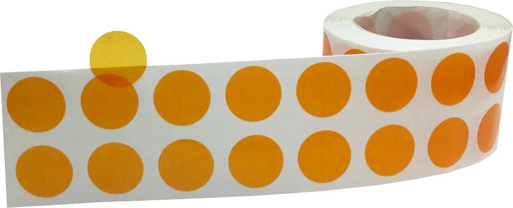 Orange 1/2" Inch Transparent Color Coding Labels, 1,000 Total Adhesive Stickers On A Roll, Ideal for Planners, Journals, Mailing Seals and Crafting Ideas Orange