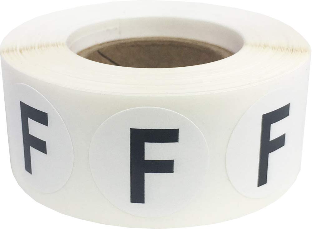 Letter F Inventory Labels .75 Inch Round Circle Dots 500 Adhesive Stickers