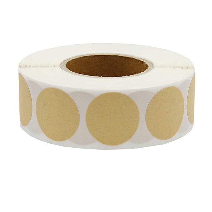 1 Inch Natural Brown Kraft Stickers (1000 Total) - Round Blank Dots Stickers Glossy Writable Paper Labels Brown 1"