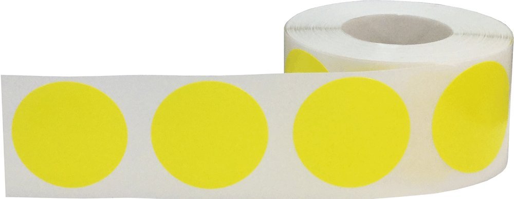 Hot Yellow Color Coding Labels for Organizing Inventory 1 1/4 Inch Round Circle Dots 500 Total Adhesive Stickers On A Roll Hot Yellow