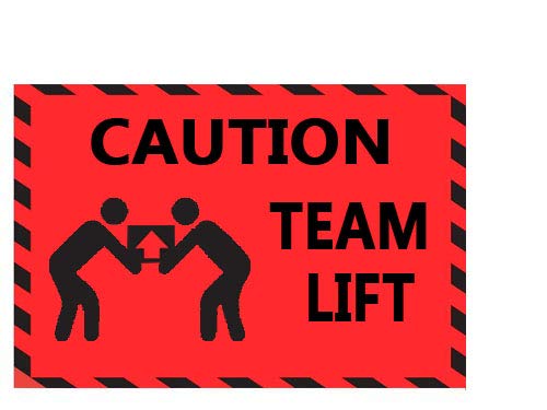 Team Lift Labels Stickers, 2x3 Inch Red and Black Caution Heavy Object Team Lift Required Labels Warning Stickers for Shipping Pallet,Packing,Handling,Warehouse.(500 Pcs)