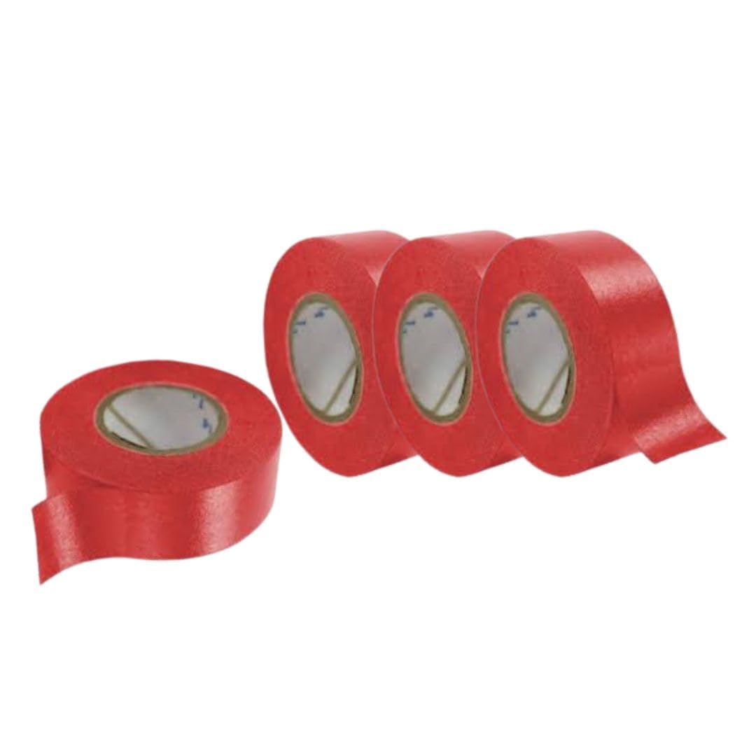 Red Colored Labeling Tape – 0.75 in. Width, Waterproof & Chemical-Resistant, 14.2 yd Roll, Pack of 4