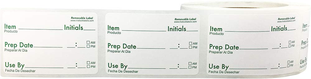 Removable Shelf Life Labels for Food Rotation Use by Food Preparation 2 x 3 Inch 500 Adhesive Stickers