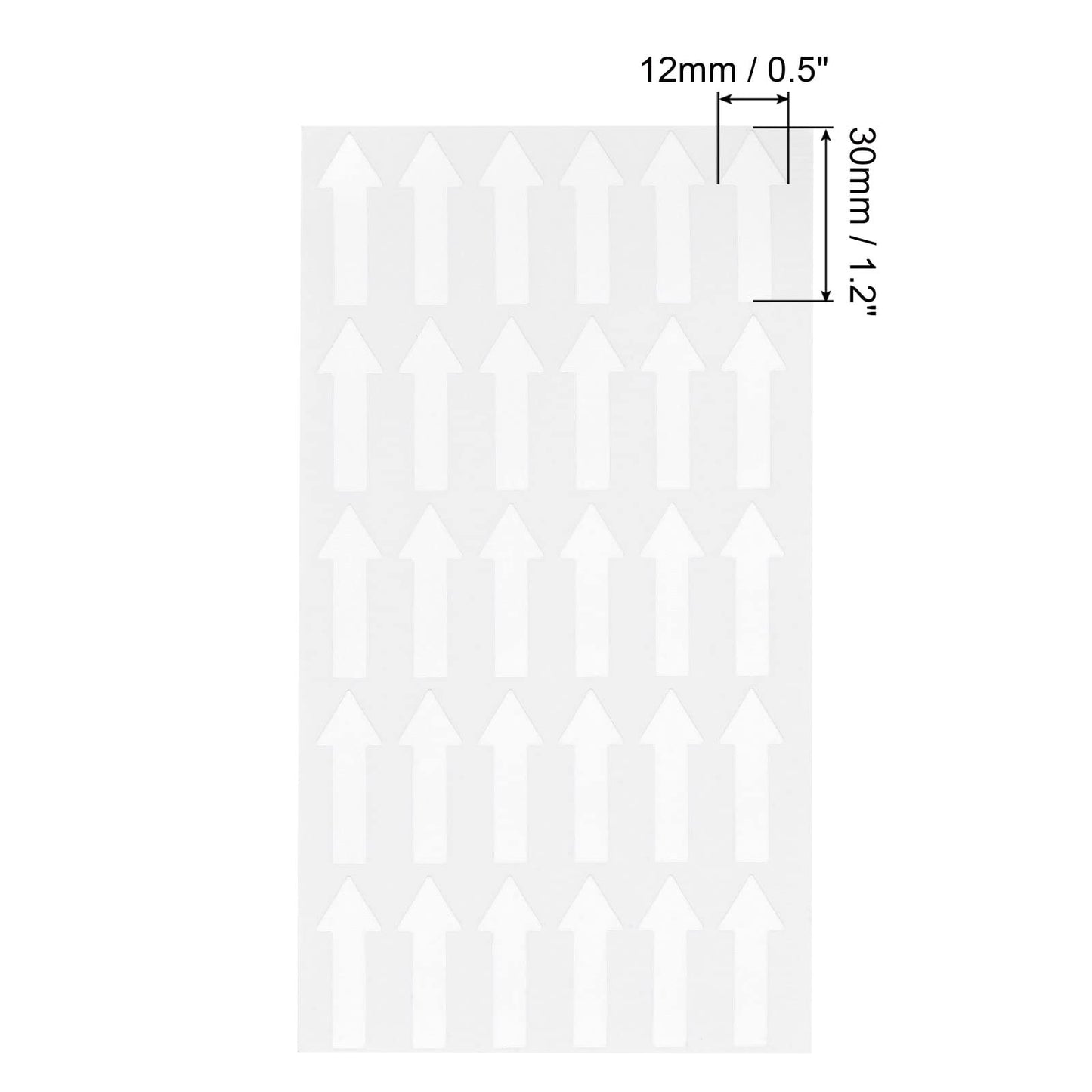 PATIKIL Small Arrow Sticker Label 1.2x0.4, 300 Pcs Adhesive Color Coding Sign Decal for Gas Flow Direction Inspection Defect Marking, White