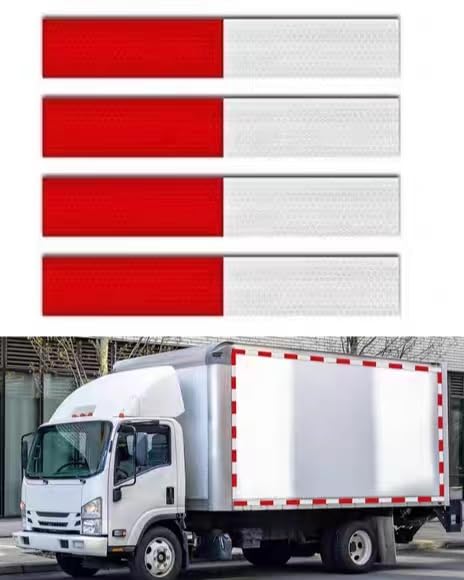 Safety Reflective Tape 2”x12'', 10pack Waterproof Self Adhesive Auto Truck Safety Reflector Strips Hazard Caution Warning Sticker for Road Signs, Trucks, RVs, Cars - 10 Pack