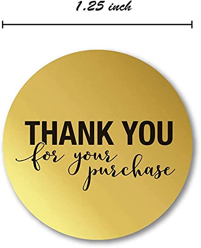 1.25" Round Gold Foil Thank You for Your Purchase Stickers / 1000 Labels per Roll
