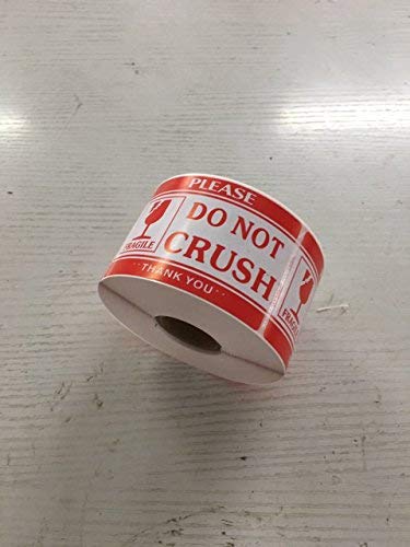 1000 2" x 3" Fragile DO NOT Crush Handle with Care Stickers Glossy Surface Self Adhesive Labels 1000 Per Roll