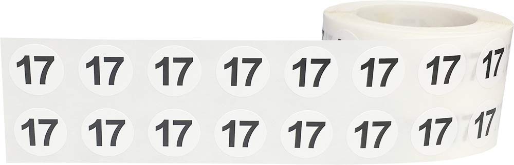 Number 17 Inventory Labels .5 Inch Round Circle Dots 500 Adhesive Stickers # 17
