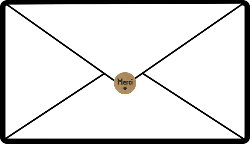 Merci French Thank You Natural Kraft Adhesive Stickers 1 Inch Round Labels 500 Labels Per Roll