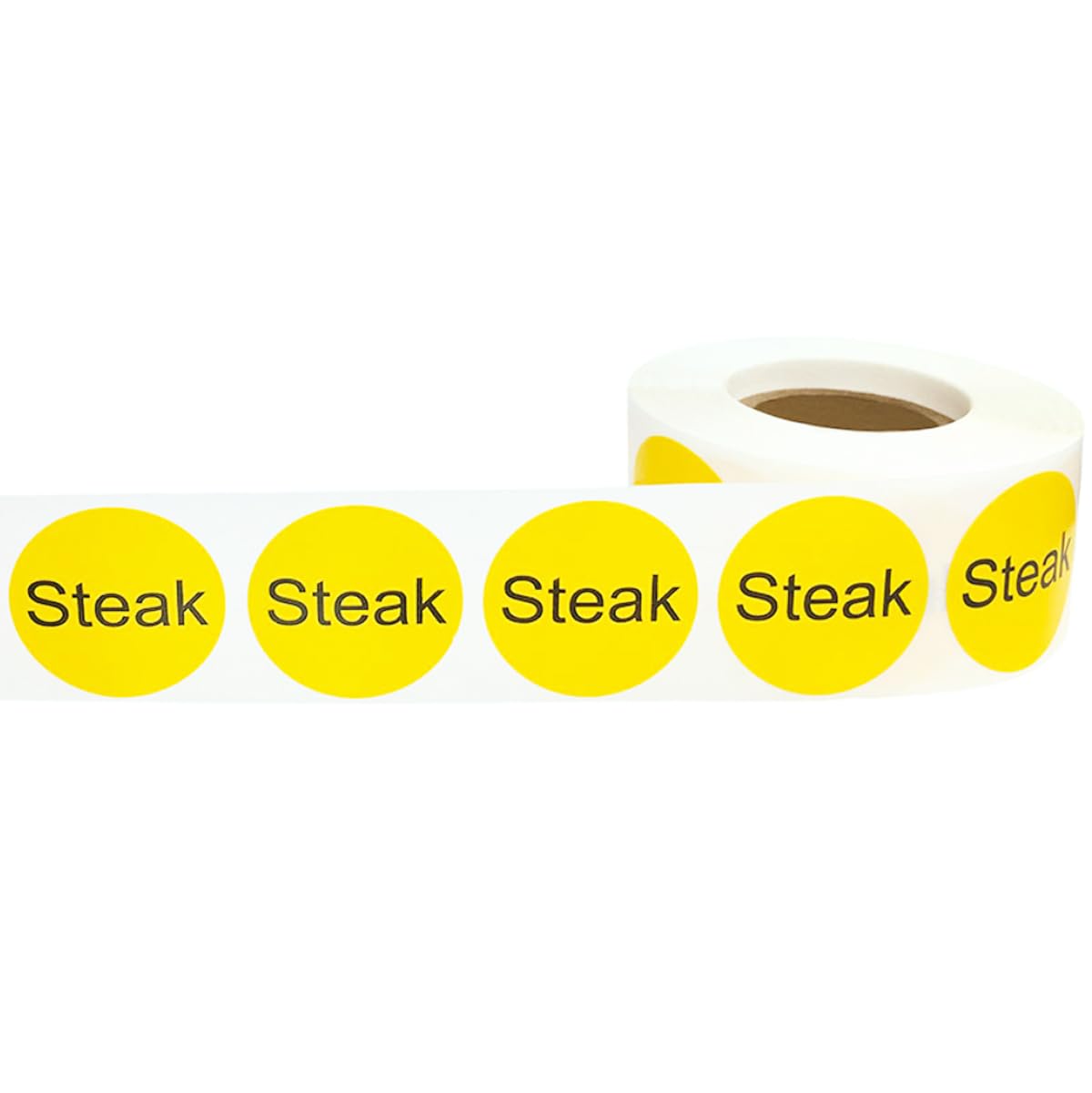 Yellow with Black Steak Circle Dot Adhesive Stickers, 1 Inch Round Labels, 500 Total Stickers