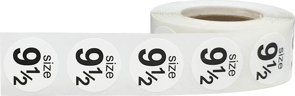 Shoe Size 11 Blue Stickers - 3/4 Inch Round, 500 Semi-Gloss Adhesive Labels Per Roll for Retail, Footwear Inventory, and Organization - Made in The USA White Size 9 1/2