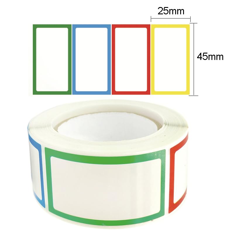 500 Count (2 Rolls) Rectangle Classification Labels Stickers File Folder Labels Adhesive Labels Name Labels Envelopes Labels Stickers Container Labels for Home Office Use, Color Random