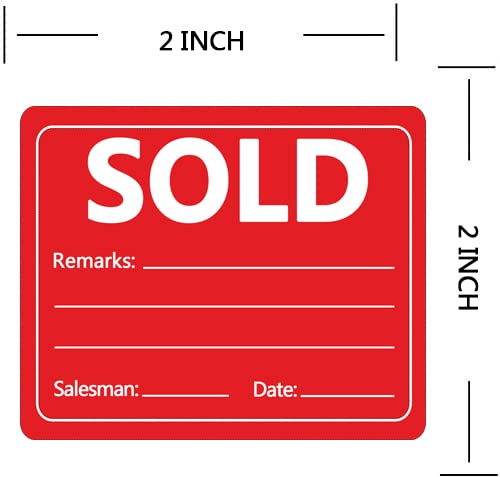 Top label Products Sold Stickers,2 Inch Salesman Remarks Labels for Retail Small Business Shop,500 Pcs Per Roll