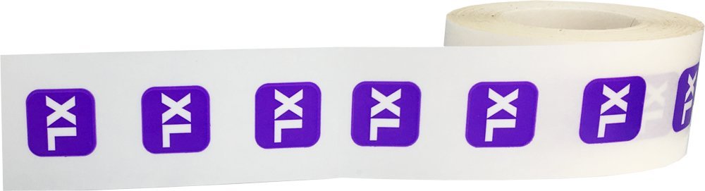 XL Clear with Purple Clothing Size Strip Labels for Retail Apparel 1.25 x 5 Inch 125 Adhesive Stickers