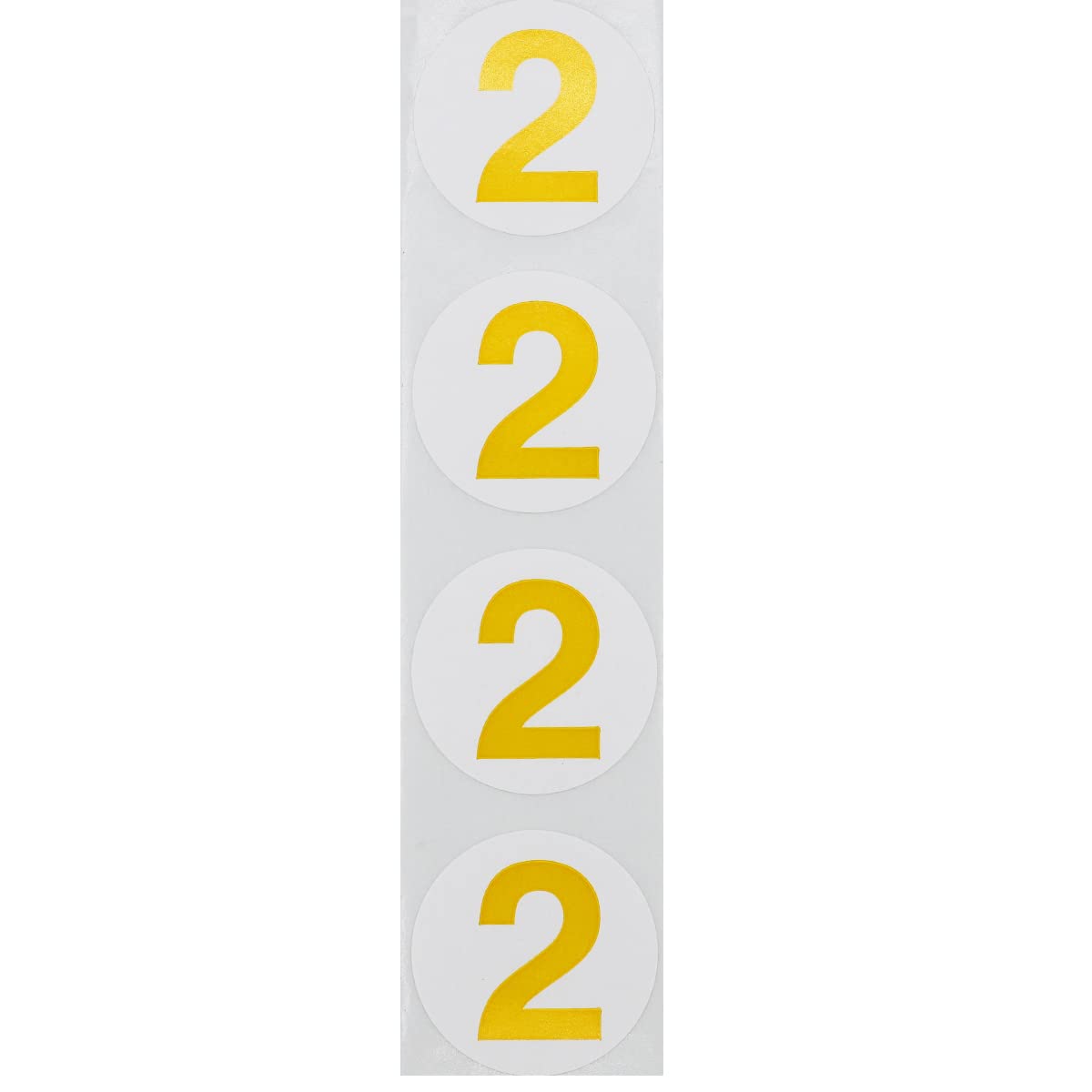 Yellow Number 2 Circle Stickers, 1.5 Inches Round, 500 Labels on a Roll Yellow 2