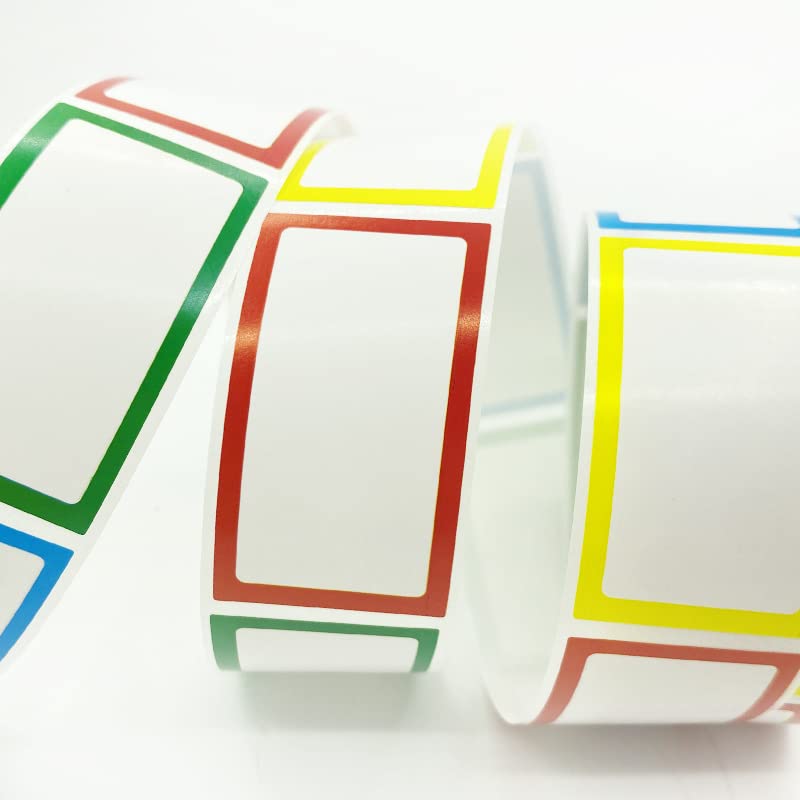 500 Count (2 Rolls) Rectangle Classification Labels Stickers File Folder Labels Adhesive Labels Name Labels Envelopes Labels Stickers Container Labels for Home Office Use, Color Random