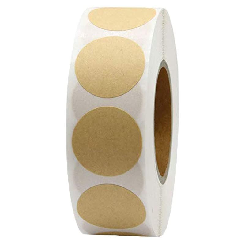 1 Inch Natural Brown Kraft Stickers (1000 Total) - Round Blank Dots Stickers Glossy Writable Paper Labels Brown 1"